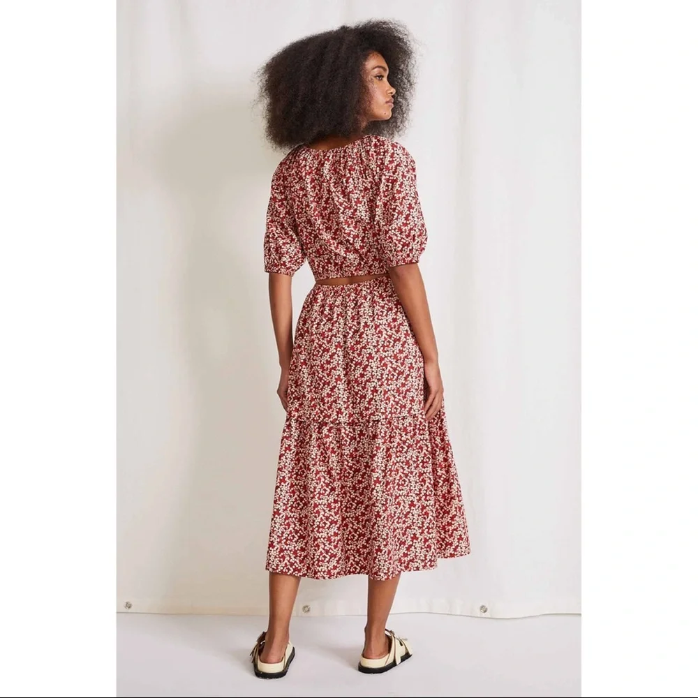 NWOT Apiece Apart Nova midi dress, XS, Mango Bouquet red floral, cotton - Picture 3 of 5